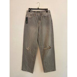 NWT Wild Fable Women’s Gray Distressed Mid-Rise 90’s Straight-leg Jeans Size 4